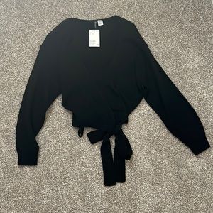 H&M Black Wrap Sweater Top